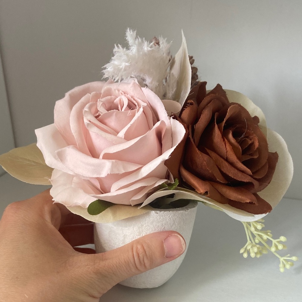 Faux Flowers Centerpiece Set - Cream/Blush/Brown - Picture 3 of 5